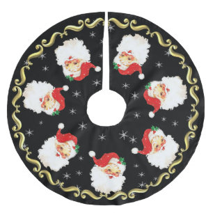 Jupon De Sapin En Polyester Brossé Santa Claus Mandala & Snowflakes en noir