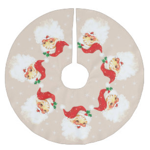 Jupon De Sapin En Polyester Brossé Santa Claus Mandala & Snowflakes sur Beige