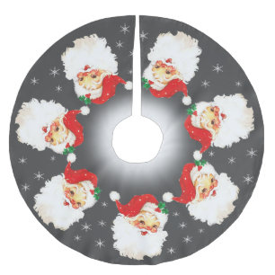Jupon De Sapin En Polyester Brossé Santa Claus Mandala & Snowflakes sur Grey