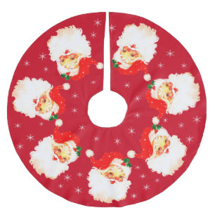 Jupon De Sapin En Polyester Brossé Santa Claus Mandala & Snowflakes sur Red