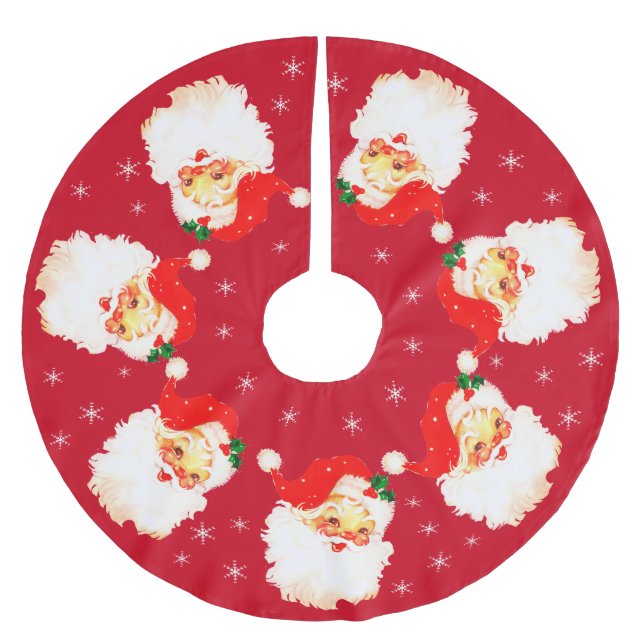 Jupon De Sapin En Polyester Brossé Santa Claus Mandala & Snowflakes sur Red (Devant)