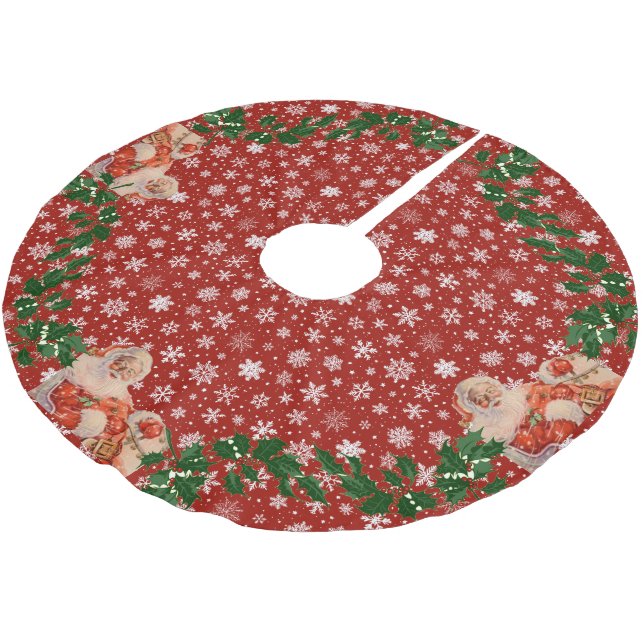 Jupon De Sapin En Polyester Brossé Santas Sleigh Ride avec Snowflakes (Angle)
