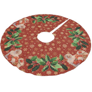 Jupon De Sapin En Polyester Brossé Santas Sleigh Ride sur Plaid