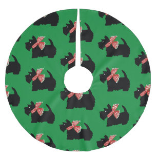 Jupon De Sapin En Polyester Brossé Scottish Terrier Joyeux Noël Green