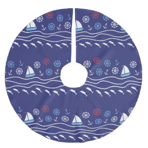 Jupon De Sapin En Polyester Brossé Sea Life : Vintage Motif sans fil