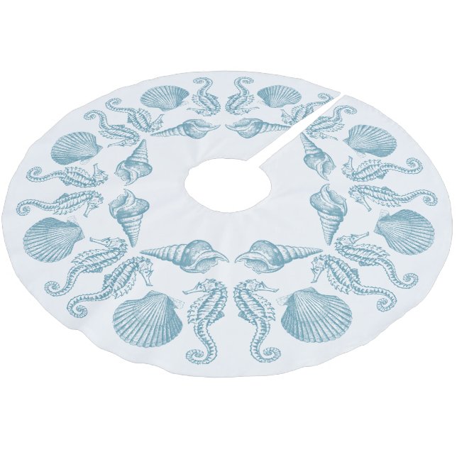 Jupon De Sapin En Polyester Brossé Sea Side Beach Joyeux Noël (Angle)