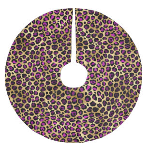 Jupon De Sapin En Polyester Brossé Série Purple and Gold Leopard Design 4
