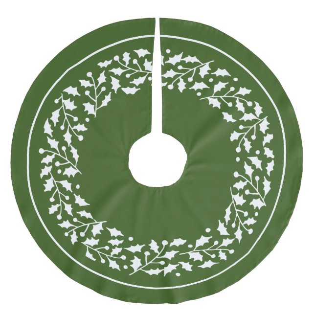 Jupon De Sapin En Polyester Brossé Serrure Holly de Noël Blanche (Devant)