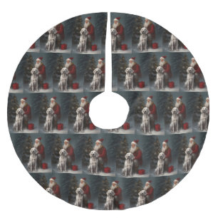 Jupon De Sapin En Polyester Brossé Setter anglais avec Noël Festif du Père Noël