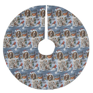 Jupon De Sapin En Polyester Brossé Setter anglais Merveilleux Noël de joie hivernale