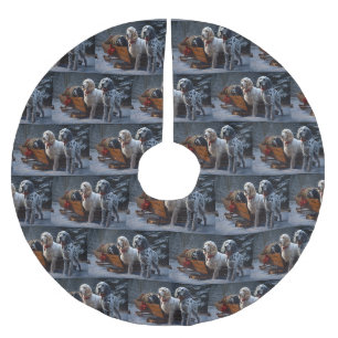 Jupon De Sapin En Polyester Brossé Setter Anglais Sleigh Neigeux Décor Noël 