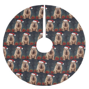 Jupon De Sapin En Polyester Brossé Shar Pei Chien dans Noël de neige