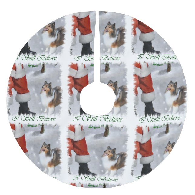 Jupon De Sapin En Polyester Brossé Shetland Sheepdog Shelter Noël (Devant)