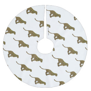 Jupon De Sapin En Polyester Brossé Silhouette léopard Brown et jaune