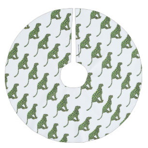 Jupon De Sapin En Polyester Brossé Silhouette Leopard noir et vert