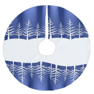 Jupon De Sapin En Polyester Brossé Silhouettes d'arbre blanc Noël élégant