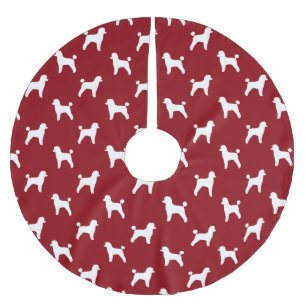 Jupon De Sapin En Polyester Brossé Silhouettes de caniche Motif Rouge