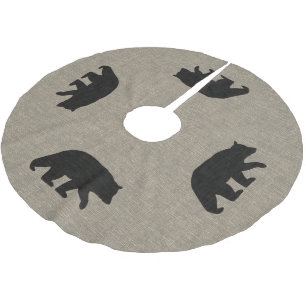 Jupon De Sapin En Polyester Brossé Silhouettes d'ours noir de style toile de jute et