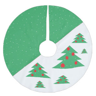 Jupon De Sapin En Polyester Brossé Simple moderne Green Christmas Tree Balls rouges