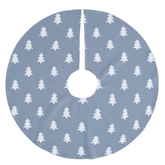 Jupon De Sapin En Polyester Brossé Simple Pine Trees Boho Farmhouse Nordic Blue (Devant)