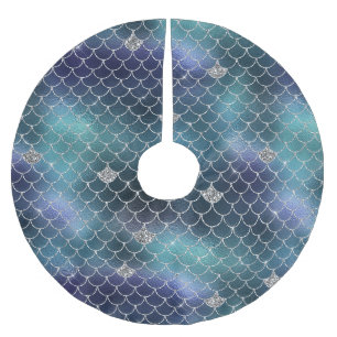 Jupon De Sapin En Polyester Brossé Sirène bleu Silver Aqua