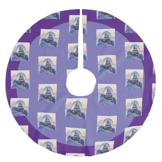 Jupon De Sapin En Polyester Brossé Snowball Noël arbre hiver neige neige (Devant)