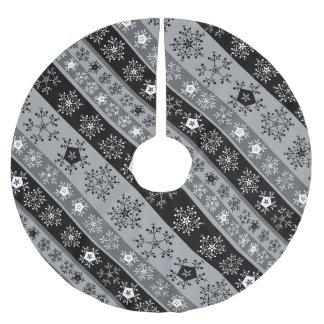 Jupon De Sapin En Polyester Brossé Snowflake rayures gris