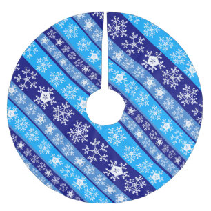 Jupon De Sapin En Polyester Brossé Snowflake Stripes Bleu