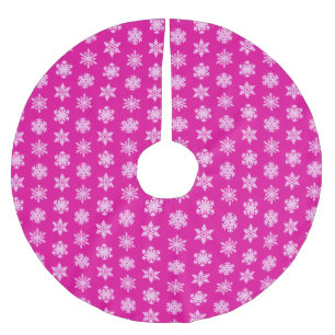 Jupon De Sapin En Polyester Brossé Snowflakes Ikat - Fuchsia et rose glace