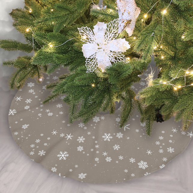 Jupon De Sapin En Polyester Brossé Snowflakes Noël élégant et moderne (Créateur téléchargé)