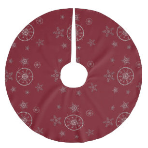 Jupon De Sapin En Polyester Brossé Snowflakes Sparkings Parties scintillant Red Chris