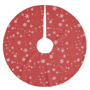 Jupon De Sapin En Polyester Brossé Snowflakes Style moderne Noël Rouge