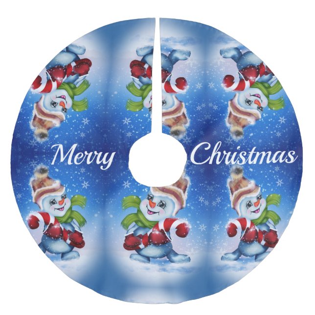 Jupon De Sapin En Polyester Brossé Snowman (Devant)