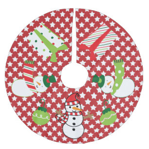 Jupon De Sapin En Polyester Brossé Snowmen, Dons, Ornements Jupe d'Arbre de Vacances