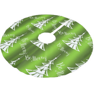 Jupon De Sapin En Polyester Brossé Sois Joyeux Noël Vert