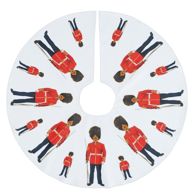 Jupon De Sapin En Polyester Brossé Soldats britanniques en bleu et rouge sur blanc (Devant)