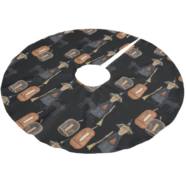 Jupon De Sapin En Polyester Brossé Sorcière Prim avec Broom Halloween (Angle)