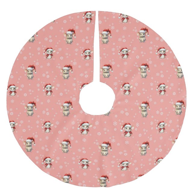 JUPON DE SAPIN EN POLYESTER BROSSÉ SOURIS DE NOËL (Devant)