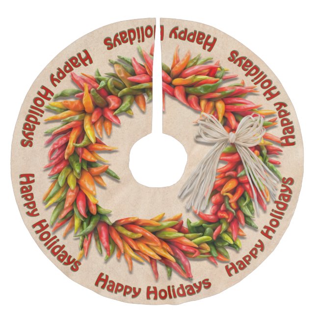 Jupon De Sapin En Polyester Brossé Southwest Festive Chile Ristra Wreath Personalized (Devant)