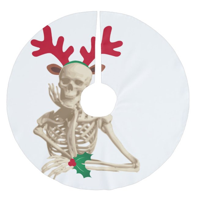 Jupon De Sapin En Polyester Brossé squelette de rennes de noël (Devant)