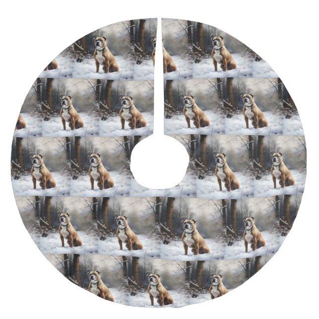 Jupon De Sapin En Polyester Brossé Staffordshire Bull Terrier Laisser neiger Noël (Devant)