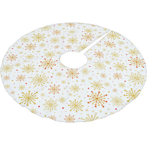 Jupon De Sapin En Polyester Brossé Starburst rétro atomique mi-siècle Mood Rouge & Or