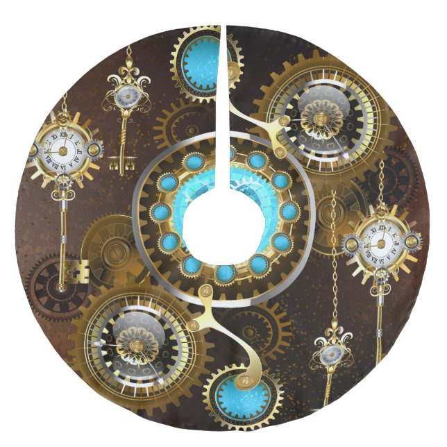 Jupon De Sapin En Polyester Brossé Steampunk Rusty Background (Devant)