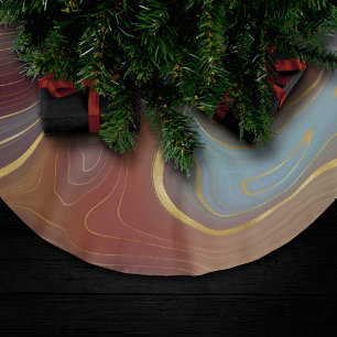 Jupon De Sapin En Polyester Brossé Strata automne   Terra Cotta Turquoise et Gold Aga