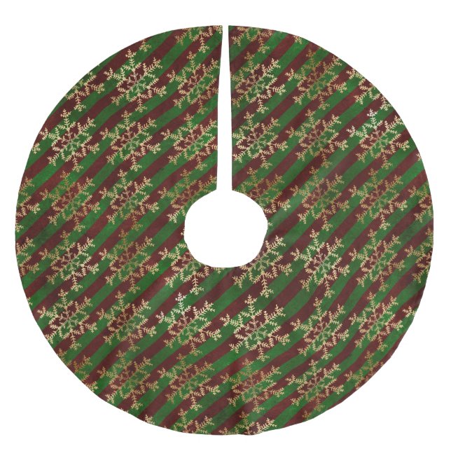 Jupon De Sapin En Polyester Brossé Stripes victoriennes et flocons de neige (Devant)