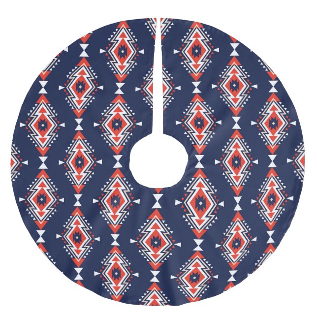 Jupon De Sapin En Polyester Brossé Style ethnique, motif sans couture géométrique. (Devant)