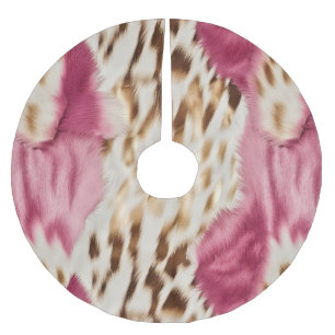 Jupon De Sapin En Polyester Brossé Stylish Girly Rose White Gold Zebra