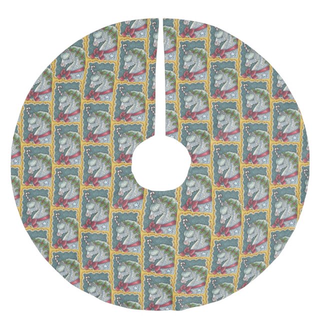 JUPON DE SAPIN EN POLYESTER BROSSÉ SUCRE DE CANNE CHRISTMAS UNICORN HORSE PONY TREE S (Devant)