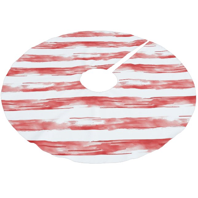 Jupon De Sapin En Polyester Brossé Sucre de canne Red Stripes Noël (Angle)