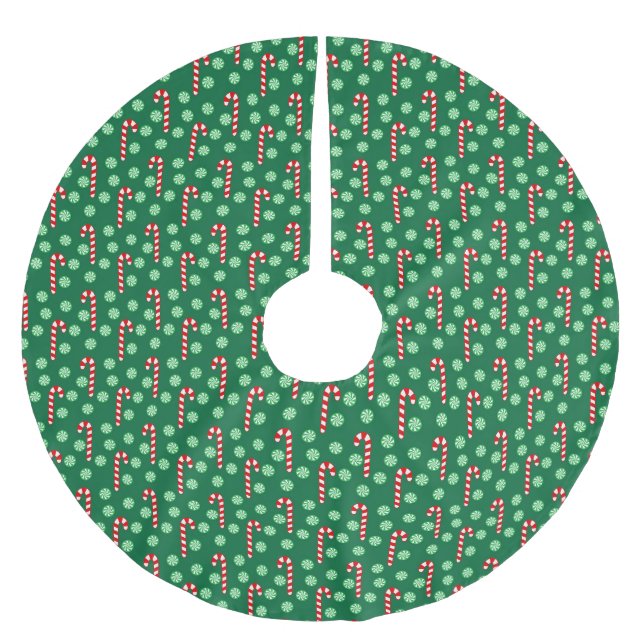 Jupon De Sapin En Polyester Brossé Sucre de canne vert rouge Pepperment Noël (Devant)